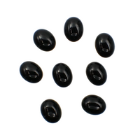 10x8mm Black Oval Czech Glass Cabochons