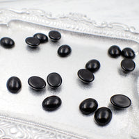 10x8mm Black Oval Czech Glass Cabochons