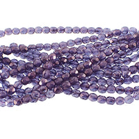 4mm Fire Polished Lumi Transparent Amethyst Purple Luster Czech Glass Beads