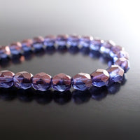 Czech Glass Beads - 6mm Fire Polished - Lumi Transparent Amethyst Purple Luster