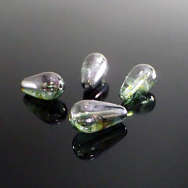 Czech Glass Beads - 15x8mm Drop - Lumi Transparent Green Luster