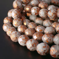 Opaque Gray Metallic Copper Rain Czech Fire Polished Round Glass Beads, 10mm