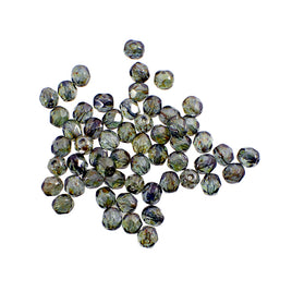 Czech Glass Beads - 6mm Fire Polished - Lumi Transparent Green Luster