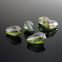 Czech Glass Beads - 10x6mm Drop - Lumi Transparent Green Luster