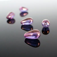 Czech Glass Beads - 10x6mm Drop - Lumi Transparent Amethyst Purple Luster