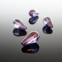 Czech Glass Beads - 15x8mm Drop - Lumi Transparent Amethyst Purple Luster