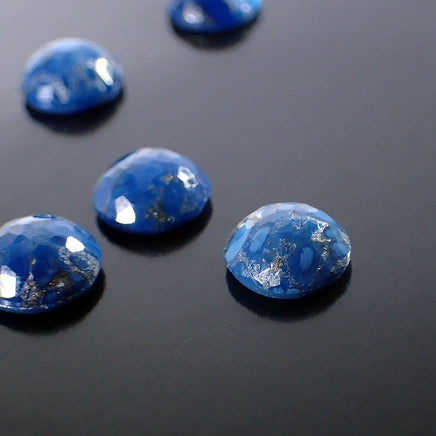 Handmade Czech Glass Flat-Back Stones - 10mm Round - Lapis Blue Copper Stone Matrix