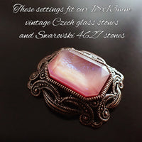 Handmade Czech Glass Stone - 18x13mm Octagon  - Dragon's Breath Moonstone Pink and Peach