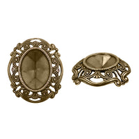 Setting - Filigree - for 18x13mm Oval Fully Faceted - Antiqued Brass