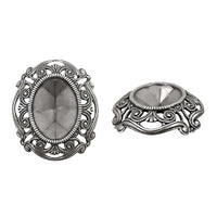 Setting - Filigree - for 18x13mm Oval Fully Faceted - Antiqued Silver