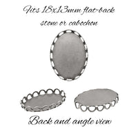 Setting - for 18x13mm Oval Flat Back Stones 2 - Antiqued Silver