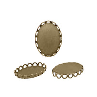 Setting - for 18x13mm Oval Flat Back Stones 2 - Antiqued Brass