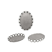 Setting - for 18x13mm Oval Flat Back Stones 2 - Antiqued Silver