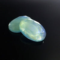 Translucent Czech Glass Flat Back Stones 18x13mm Seafoam Green with Blue Dragon's Breath