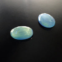 Translucent Czech Glass Flat Back Stones 18x13mm Seafoam Green with Blue Dragon's Breath