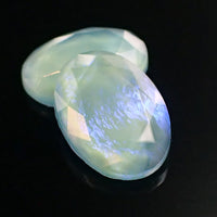 Translucent Czech Glass Flat Back Stones 18x13mm Seafoam Green with Blue Dragon's Breath