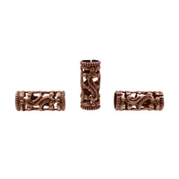 Metal Filigree Beads - 16 mm Tube - Antiqued Copper