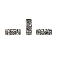 Metal Filigree Beads - 16 mm Tube - Antiqued Silver