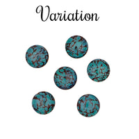 Handmade Czech Glass Cabochons - 25mm Round- Turquoise Black Goldstone