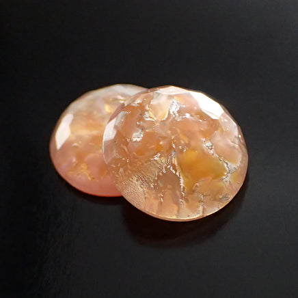 Handmade Czech Glass Flat-Back Stones - 16mm Round - Peach Opal