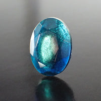 Handmade Czech Glass Stones - 18x13mm Oval - Teal Gold Foil