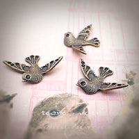 Setting - Small Bird for Tiny Rhinestones - Antiqued Copper