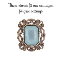 Handmade Czech Glass Stone - 18x13mm Octagon  - Seafoam Water Effect