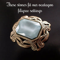 Handmade Czech Glass Stone - 18x13mm Octagon  - Seafoam Water Effect