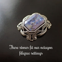 Handmade Czech Glass Stone - 18x13mm Octagon  - Multi Purple Dragon's Breath