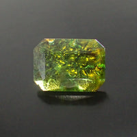 Handmade Czech Glass Stone - 18x13mm Octagon  - Olivine Metallic Foil