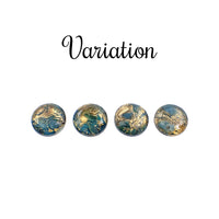 Handmade Czech Glass Stones - 10mm Round - Teal Gold Foil