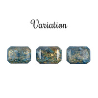 Handmade Czech Glass Stone - 18x13mm Octagon  - Teal Gold Foil