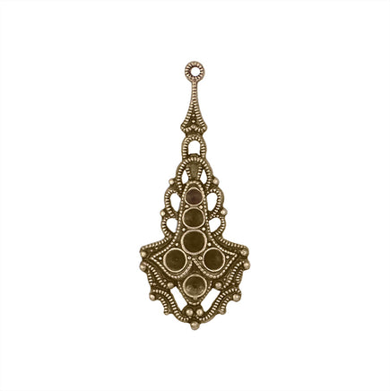 Filigree Pendant Setting for Chatons - Antiqued Brass