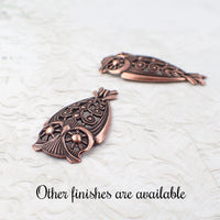 Owl Shaped Filigree Raw Brass