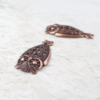 Owl Shaped Filigree Antique Copper-Plated Brass