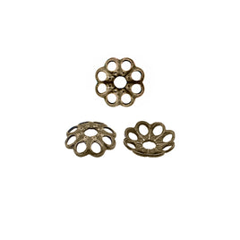 Tiny 4mm Antiqued Brass Ox Filigree Bead Caps, 100 Pieces