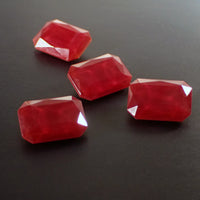 Blood Red Water Effect Czech Glass Faceted Fancy Stone Rare Handmade 18 x 13 mm Octagon