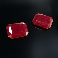 Blood Red Water Effect Czech Glass Faceted Fancy Stone Rare Handmade 18 x 13 mm Octagon