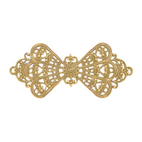 raw brass Victorian bow shaped filigree connector