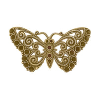 Medium sized filigree butterfly with stone settings in raw brass