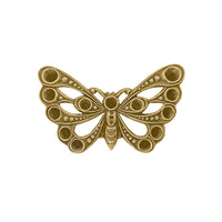 small butterfly filigree with chaton settings in raw brass