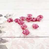 Pink Czech Flower Beads, 10x4mm Clear and Opaque Glass Mix with Metallic Pink Wash