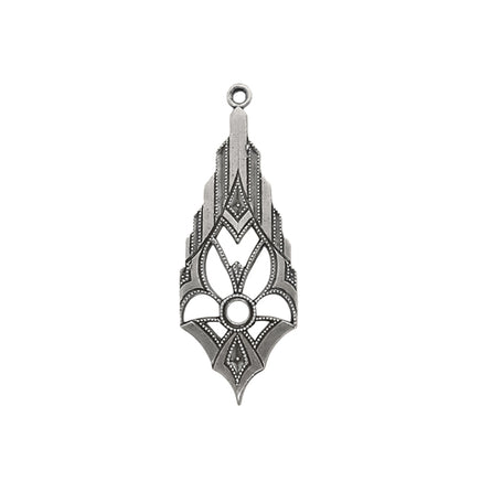 Setting - Pendant - for SS12 Round Flat Back Stones - Antiqued Silver