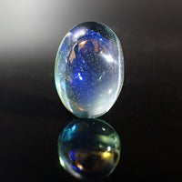 Handmade Czech Glass Cabochons Transparent Light Green with Blue Dragon's Breath Opal Effect 18x13mm Oval