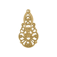 European Floral Filigree Pendant Drops Raw Brass for plating