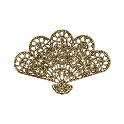 Large Fan Filigree - Antiqued Brass