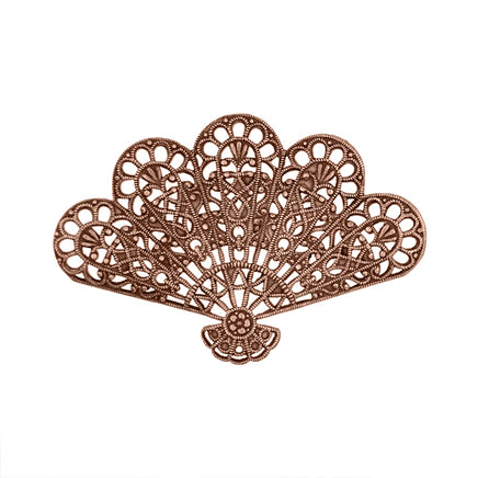 Large Fan Filigree - Antiqued Copper