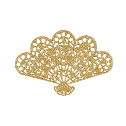 large victorian style filigree fan raw brass