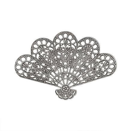 Large Fan Filigree - Antiqued Silver