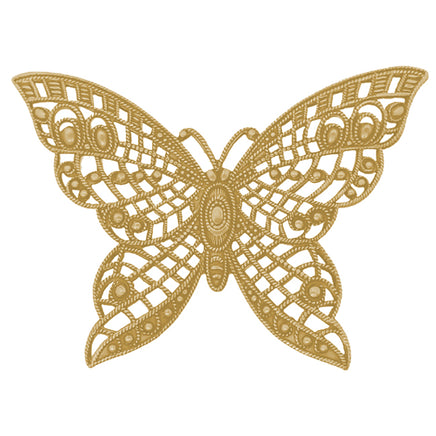 large raw brass butterfly shaped filigree